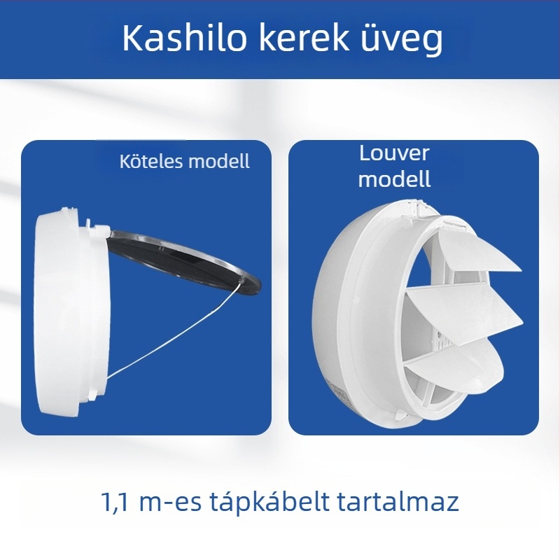 Erőteljes ablaktokra szerelhető kifúvó ventilátor fürdőszobához és mosdóhoz, üveg kifúvóventilátor konyhához és fürdőhöz, ablakra szerelhető, kör alakú nyílás, csendes működés