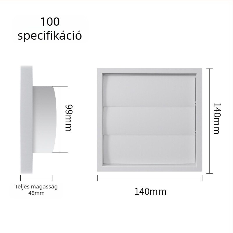 ABS műanyagból készült szélvédett szellőzőcsőfedél, esővédő sapka, rács és gravitációval állítható lamella
