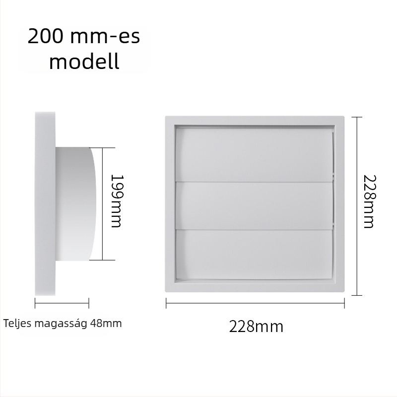 ABS műanyagból készült szélvédett szellőzőcsőfedél, esővédő sapka, rács és gravitációval állítható lamella