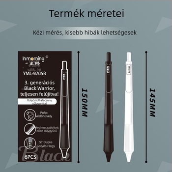 Fekete gél toll nyomógombos kialakítással, 3. generációs frissítés, alacsony súlypont, gyorsan száradó, két golyós ST tollhegy, vizsgákhoz és tanuláshoz