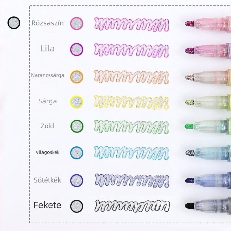 COLNK Colin 515 Kétvonalas kontúrfilctoll-készlet – 12 fluoreszkáló színű markerrel