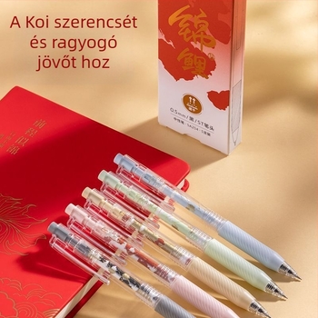 Deli Koi visszahúzható zselés toll, felhőalakú markolat, gyorsan száradó vízbázisú tinta, hordozható, 0,5 mm, kínai stílusú dizájn
