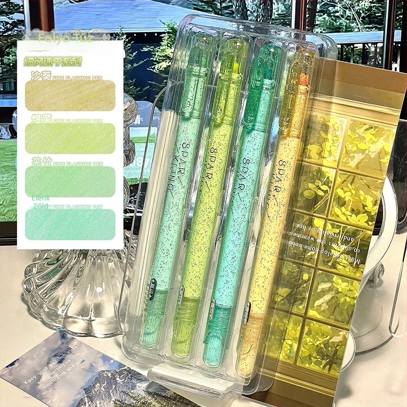 Finom csillogó highlighter tollkészlet, színes, gyorsan száradó, diákoknak, kiemeléshez, jegyzeteléshez és rajzoláshoz