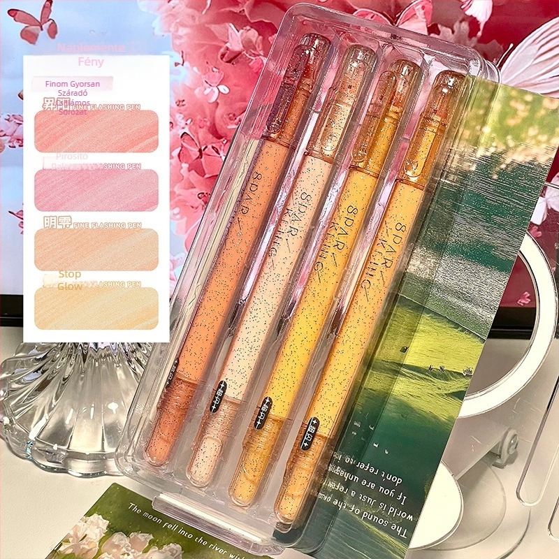 Finom csillogó highlighter tollkészlet, színes, gyorsan száradó, diákoknak, kiemeléshez, jegyzeteléshez és rajzoláshoz