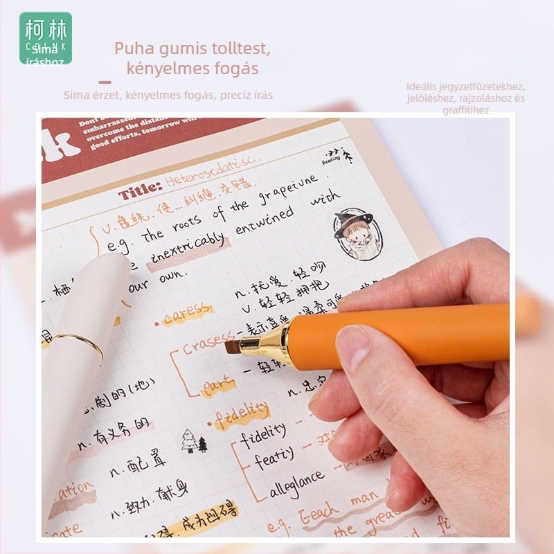 COLNK rúzs-stílusú highlighter toll, puha heggyel, nagy kapacitás, ködös szín, diákoknak