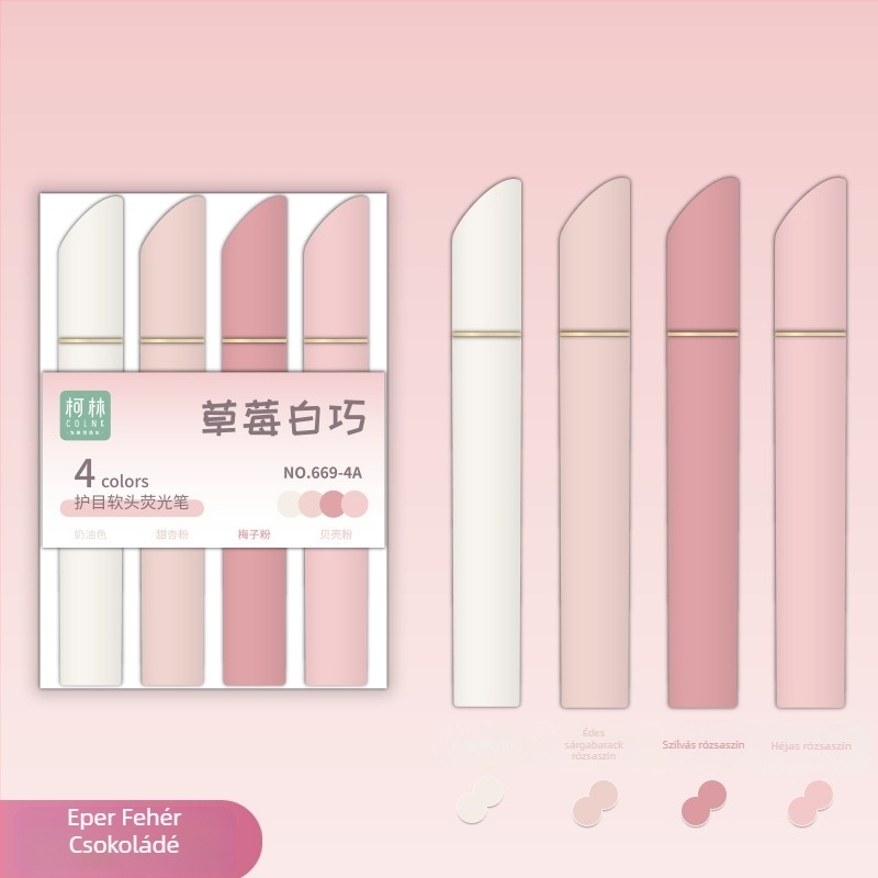 COLNK rúzs-stílusú highlighter toll, puha heggyel, nagy kapacitás, ködös szín, diákoknak