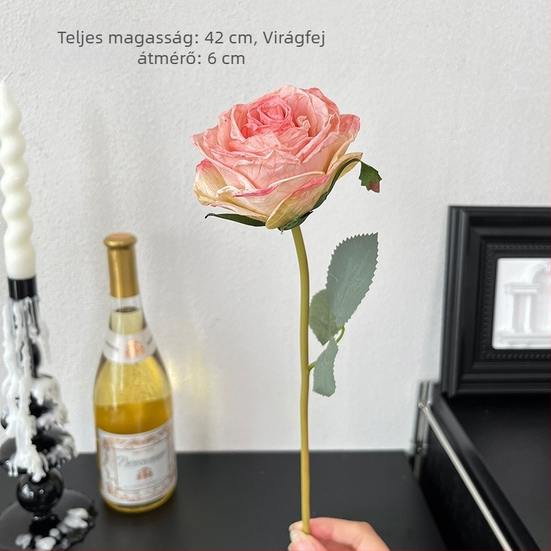 42 cm-es selyem rózsa művirág csokor, nappali dekorációhoz és menyasszonyi csokor
