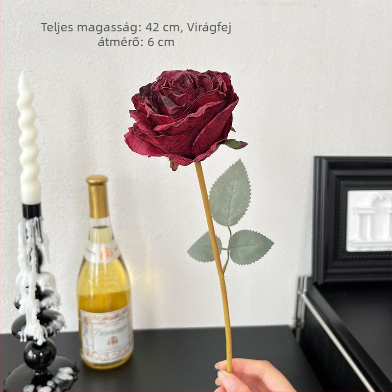 42 cm-es selyem rózsa művirág csokor, nappali dekorációhoz és menyasszonyi csokor