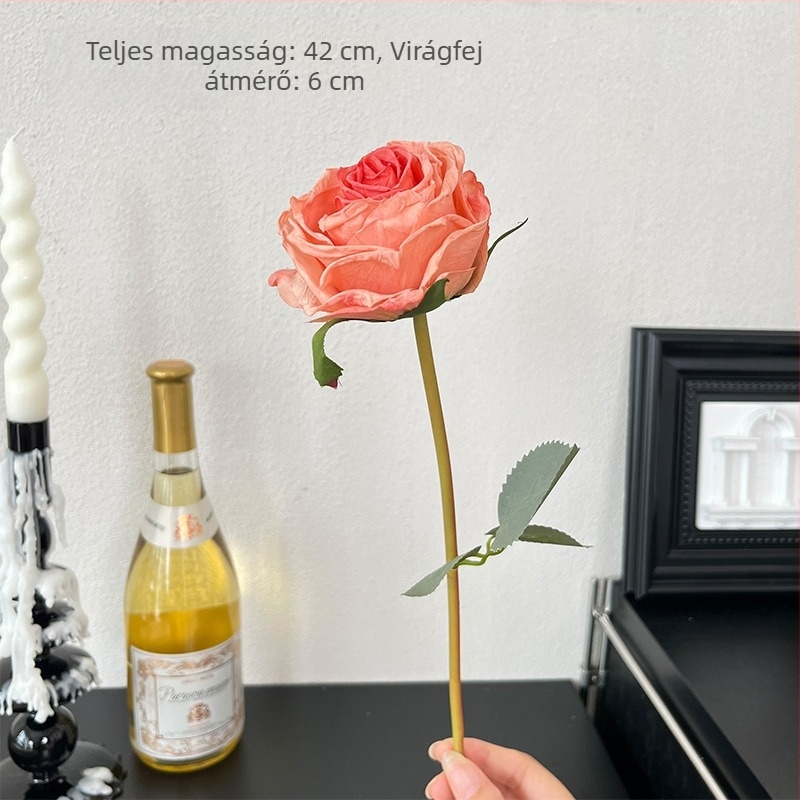 42 cm-es selyem rózsa művirág csokor, nappali dekorációhoz és menyasszonyi csokor