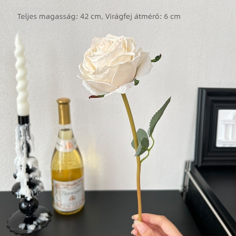 42 cm-es selyem rózsa művirág csokor, nappali dekorációhoz és menyasszonyi csokor