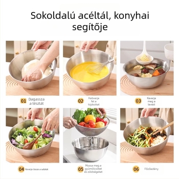 304 rozsdamentes acél leeresztőkosár rizs mosásához, gyümölcsök és zöldségek öblítéséhez – vastag, tartós konyhai mosóedény