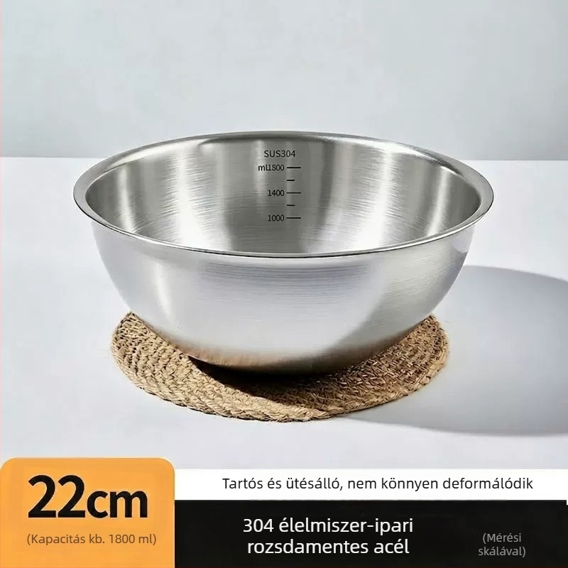 304 rozsdamentes acél leeresztőkosár rizs mosásához, gyümölcsök és zöldségek öblítéséhez – vastag, tartós konyhai mosóedény