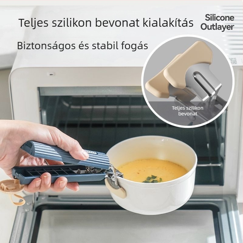 Élelmiszer-minőségű szilikon hőálló klipsz, forró edények megemelésére és párolására.