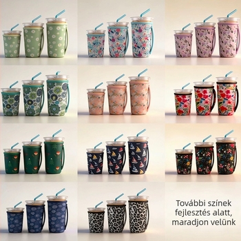 Neoprén hőszigetelő pohárvédő kávéhoz és italokhoz, égés elleni védelem, modern minimalista dizájn