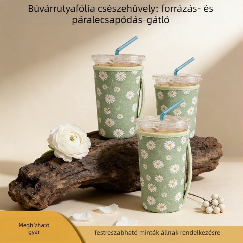 Neoprén hőszigetelő pohárvédő kávéhoz és italokhoz, égés elleni védelem, modern minimalista dizájn