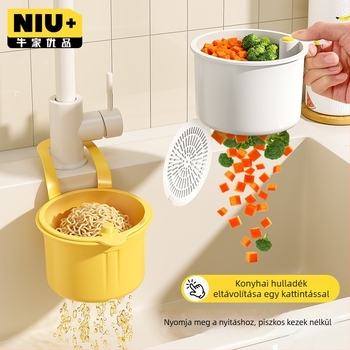 Függő mosogató szűrőkosár — nyomógombos típus, sokoldalú konyhai tárolás | Niu Family Premium