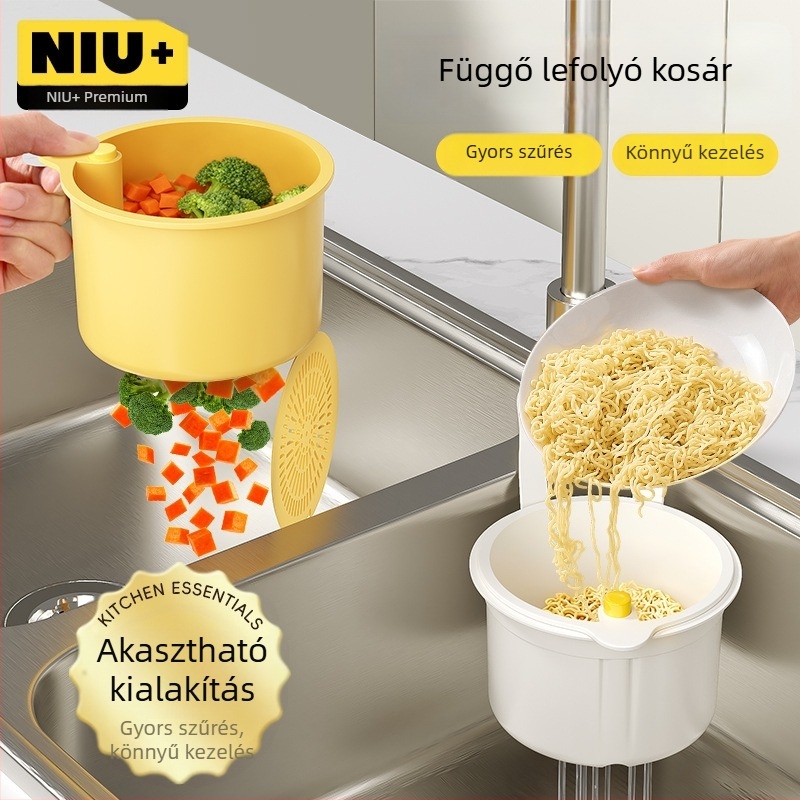 Függő mosogató szűrőkosár — nyomógombos típus, sokoldalú konyhai tárolás | Niu Family Premium