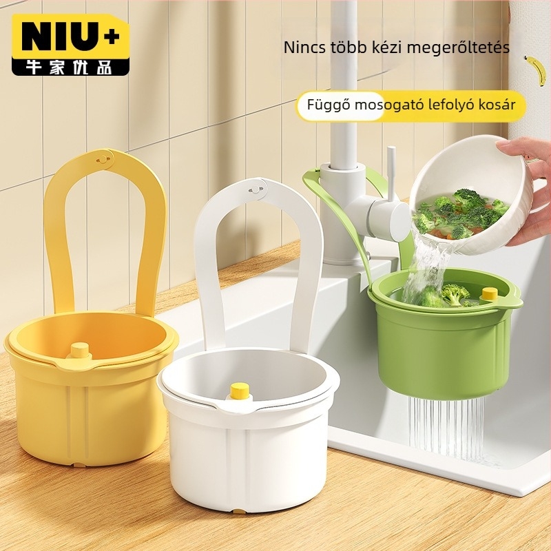 Függő mosogató szűrőkosár — nyomógombos típus, sokoldalú konyhai tárolás | Niu Family Premium