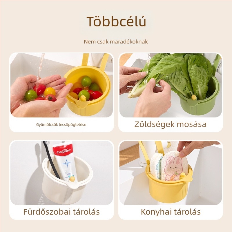 Függő mosogató szűrőkosár — nyomógombos típus, sokoldalú konyhai tárolás | Niu Family Premium