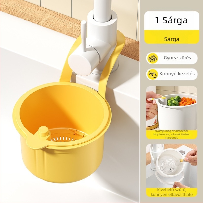 Függő mosogató szűrőkosár — nyomógombos típus, sokoldalú konyhai tárolás | Niu Family Premium