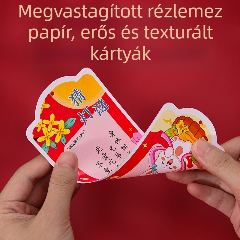 Holdfesztivál lampion dekoráció találós kérdés kártyákkal és akasztó díszekkel, szabálytalan forma, 7,5 × 18 cm, szitanyomás
