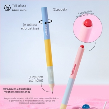 Gél toll csavaros mechanikával, színes blokkos dizájnnal, lollipop-stílusban, dopamin árnyalatokkal, vizsga gyakorláshoz, elegáns megjelenés
