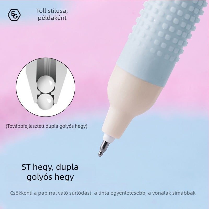 Gél toll csavaros mechanikával, színes blokkos dizájnnal, lollipop-stílusban, dopamin árnyalatokkal, vizsga gyakorláshoz, elegáns megjelenés