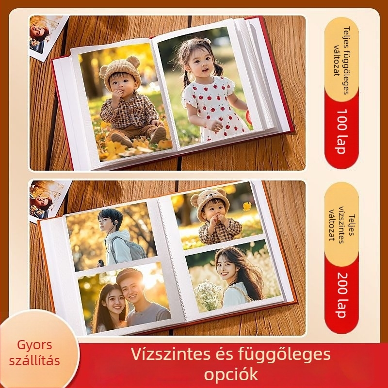 Bőr fotóalbum 5/6/7 hüvelyk, nagy kapacitású, beilleszthető oldalakkal, vintage stílus