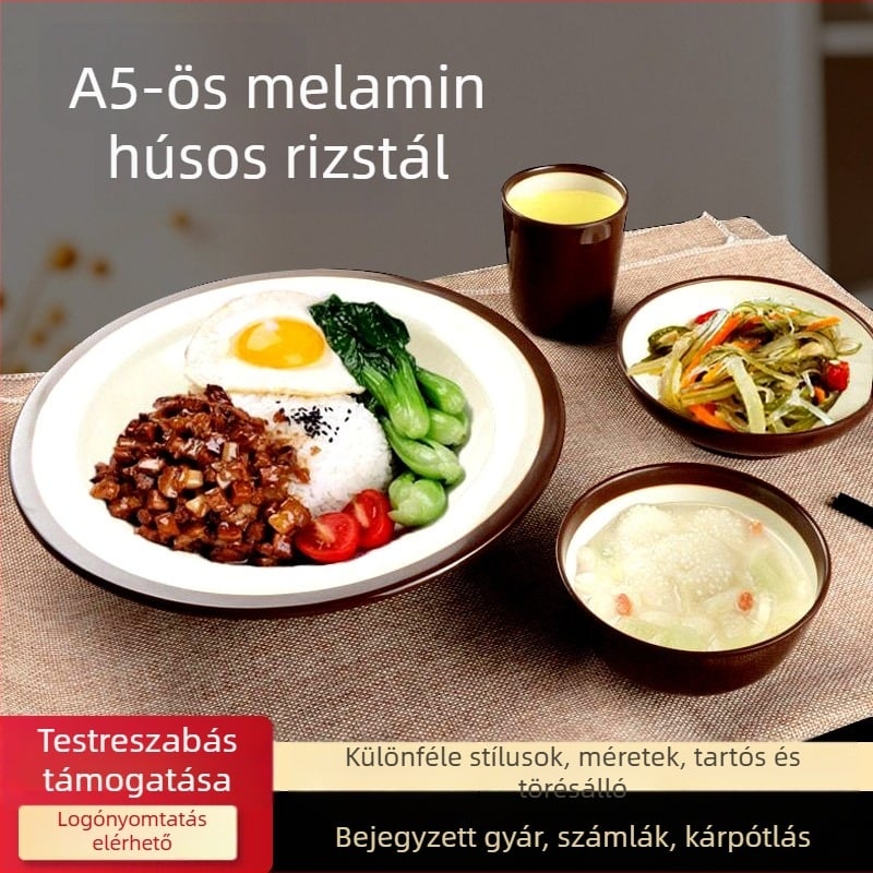 Melaminnal készült tál és tálalóedény braised pork rizzsel, bibimbap és hideg tészta számára