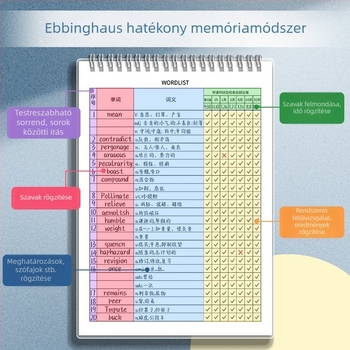 Four Seasons Ebbinghaus angol szavak memóriafüzet, B5-ös méret, középiskolásoknak