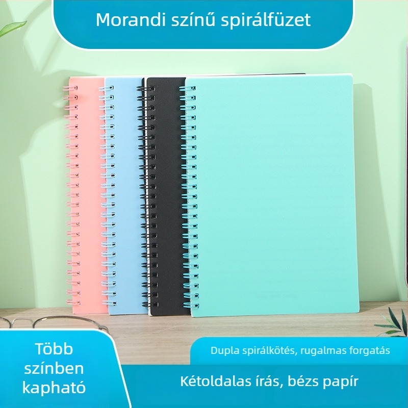 Koreai stílusú minimalist diákkönyv Morandi-paletta, vastag A5 spirálfüzet, vonalas oldalakkal