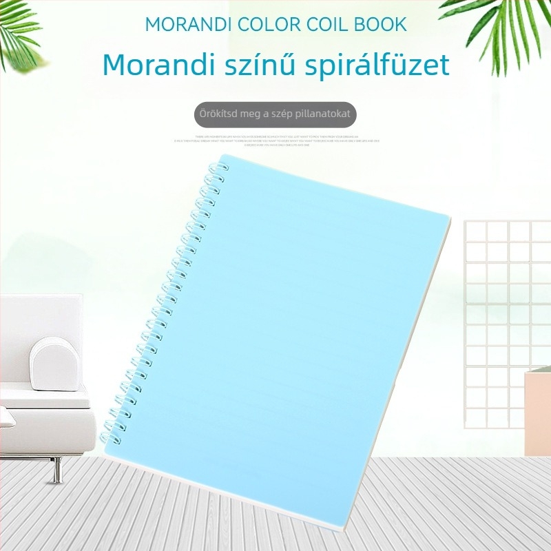 Koreai stílusú minimalist diákkönyv Morandi-paletta, vastag A5 spirálfüzet, vonalas oldalakkal