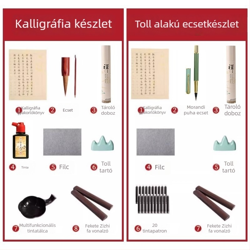 Nyugodt gyakorló készlet kalligráfiához: kis szabályos írásminta gyakorlófüzet, 108 ismétlés sutrákhoz, puha ecsettel – felnőtteknek