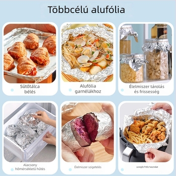 Kereskedelmi nagy tekercs alumínium fólia barbecue-hoz és kiszállításhoz, szigetelt és vastított, 613/615, szélesség 30-45 cm, vastagság 20 µm