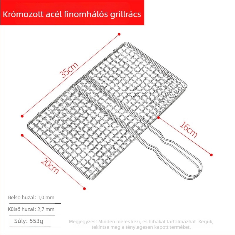 Külső rozsdamentes acél kétoldalas grillklipsz halhoz és húsokhoz – szén grillezéshez, négy burgerhez