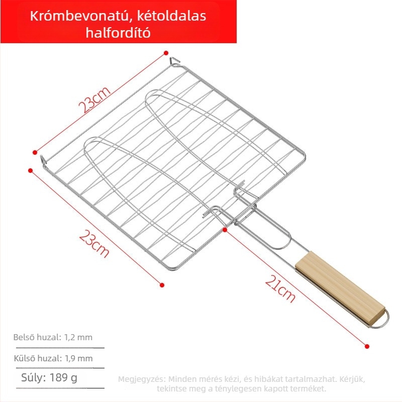 Külső rozsdamentes acél kétoldalas grillklipsz halhoz és húsokhoz – szén grillezéshez, négy burgerhez