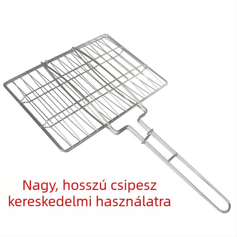 Külső rozsdamentes acél kétoldalas grillklipsz halhoz és húsokhoz – szén grillezéshez, négy burgerhez