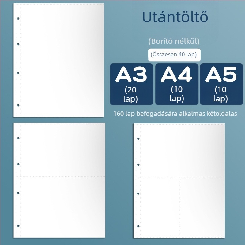 A3 díjgyűjtemény‑album, 3‑gyűrűs kötés, belső oldalak aktivitásokhoz, A4 bizonyítványok, többfunkciós loose-leaf album