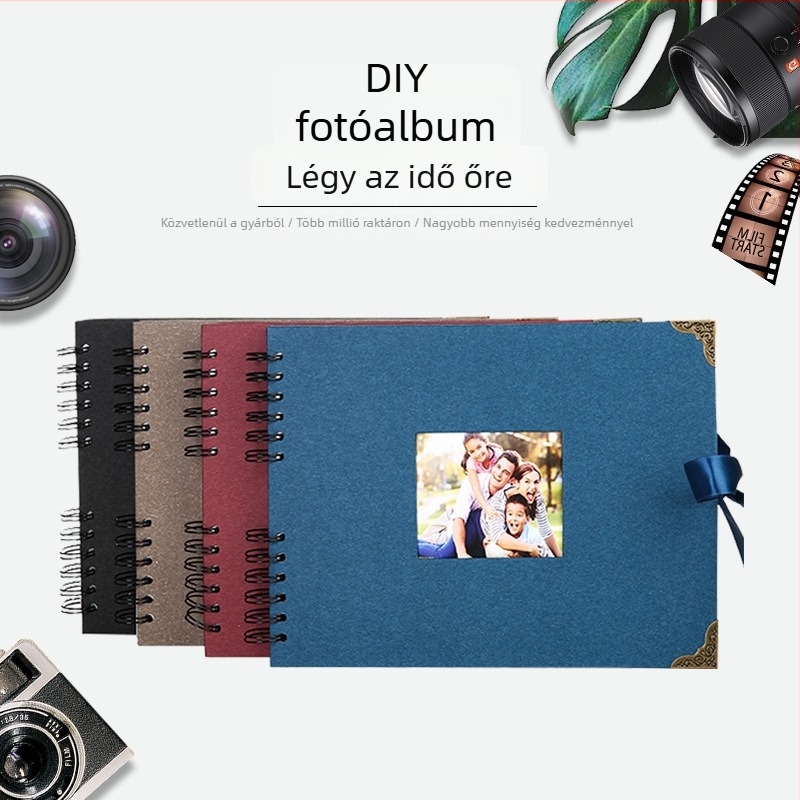 Határokon átívelő fotóalbum, nagy méretű DIY emlékkönyv család és pár számára, öntapadós laminált borító