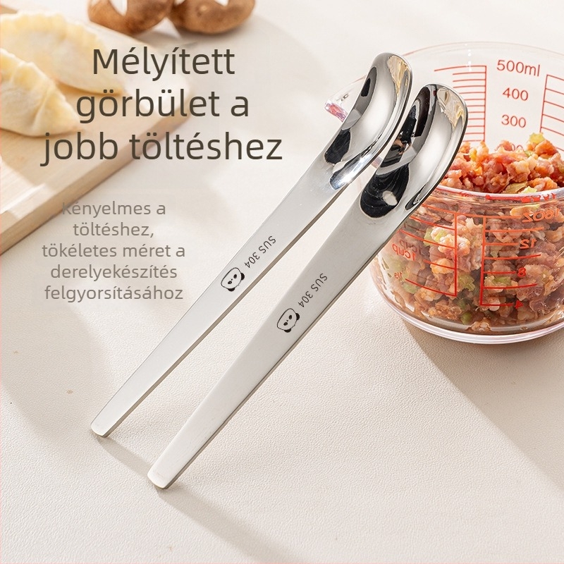 304 rozsdamentes acélból készült töltőkanál dumplingokhoz és wontonokhoz – otthoni használatra