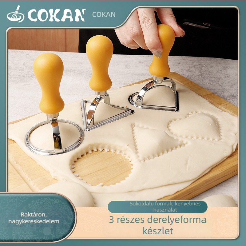 Alumínium ötvözetből készült dumpling forma műanyag fogantyúval – kerek, háromszög és szív alakú formák
