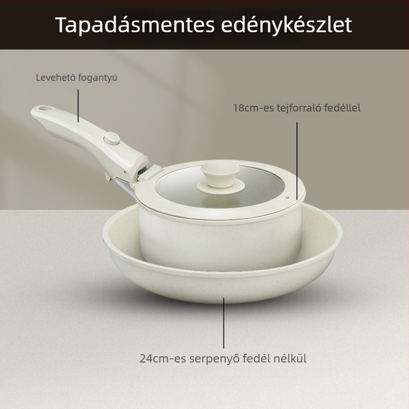 6 darabos edénykészlet levehető fogantyúkkal – tapadásmentes alumíniumból készült főzőkészlet otthoni és kempingezéshez