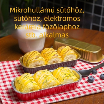 Egyedi arany színű alumíniumfóliás téglalap alakú doboz durian süteményekhez — egyszer használatos tortadoboz fedővel