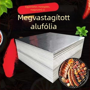 Nyílt lángon grillhezéshez és sütőben történő használatra készült alumíniumfólia — széles fólia édesburgonya sütéséhez, kagyló vermicellivel