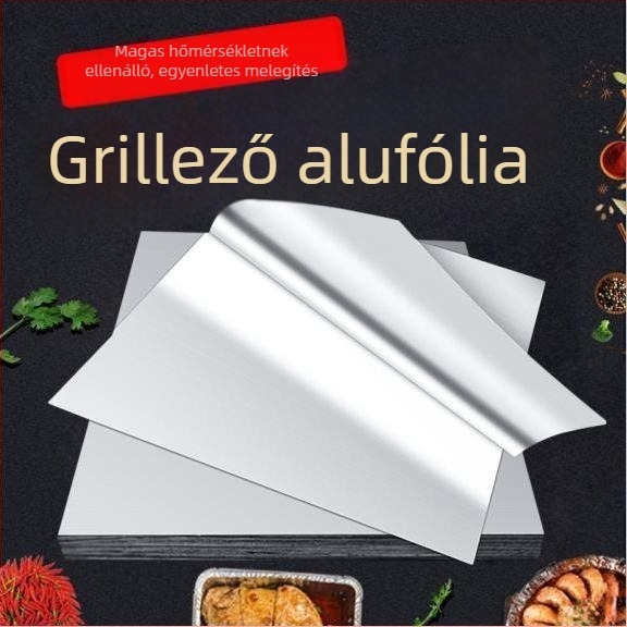 Nyílt lángon grillhezéshez és sütőben történő használatra készült alumíniumfólia — széles fólia édesburgonya sütéséhez, kagyló vermicellivel