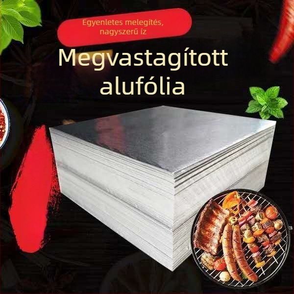 Nyílt lángon grillhezéshez és sütőben történő használatra készült alumíniumfólia — széles fólia édesburgonya sütéséhez, kagyló vermicellivel