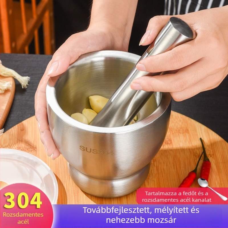 304 rozsdamentes acél fokhagyma törő — kézi őrlő, konyhai eszköz