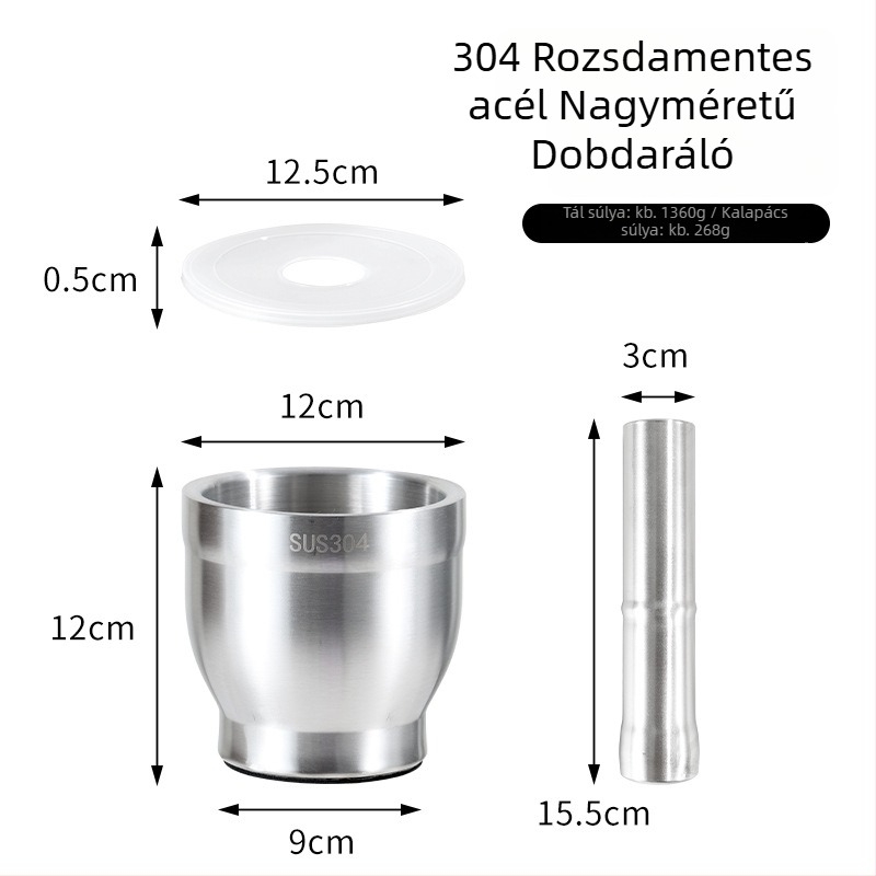 304 rozsdamentes acél fokhagyma törő — kézi őrlő, konyhai eszköz