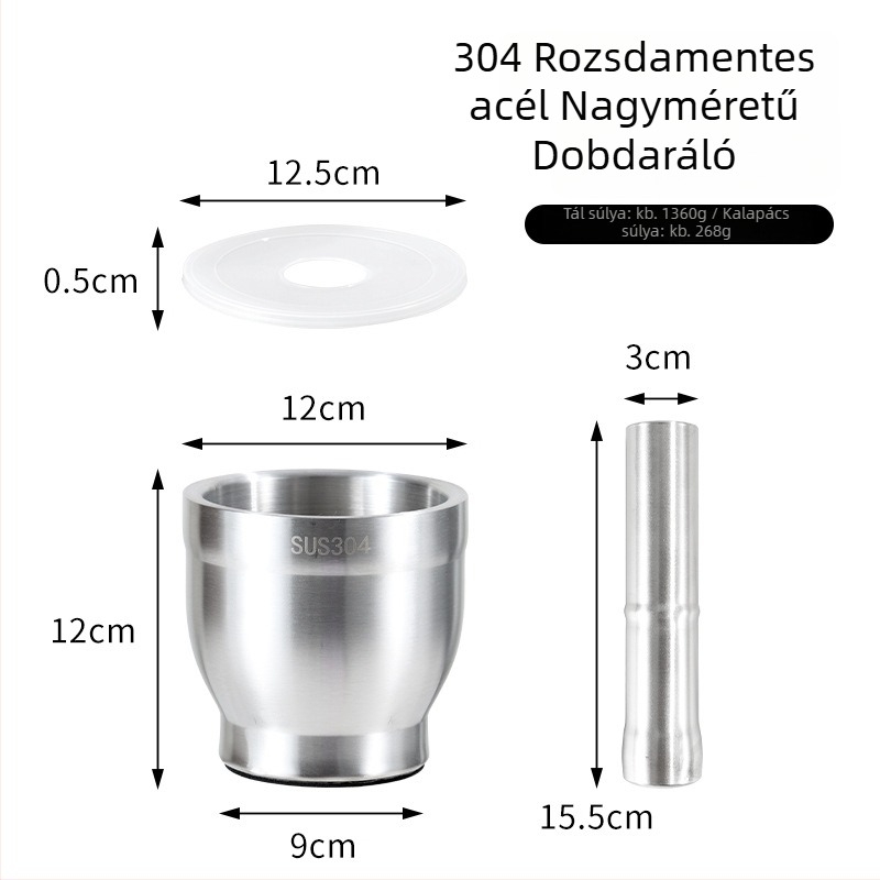 304 rozsdamentes acél fokhagyma törő — kézi őrlő, konyhai eszköz