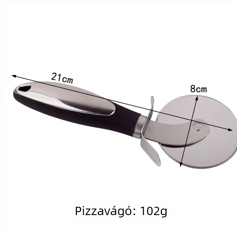 Rozsdamentes acélból készült pizza kerék és spatula – két darabos készlet
